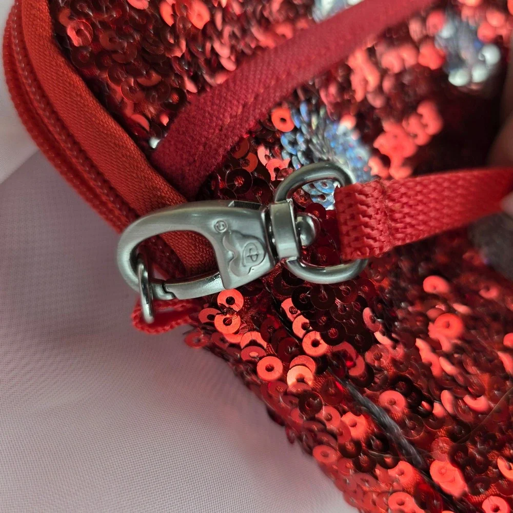 Disney Parks Minnie Mouse‎ Red Silver Sequin Polka Dot Crossbody Bag Bag Small